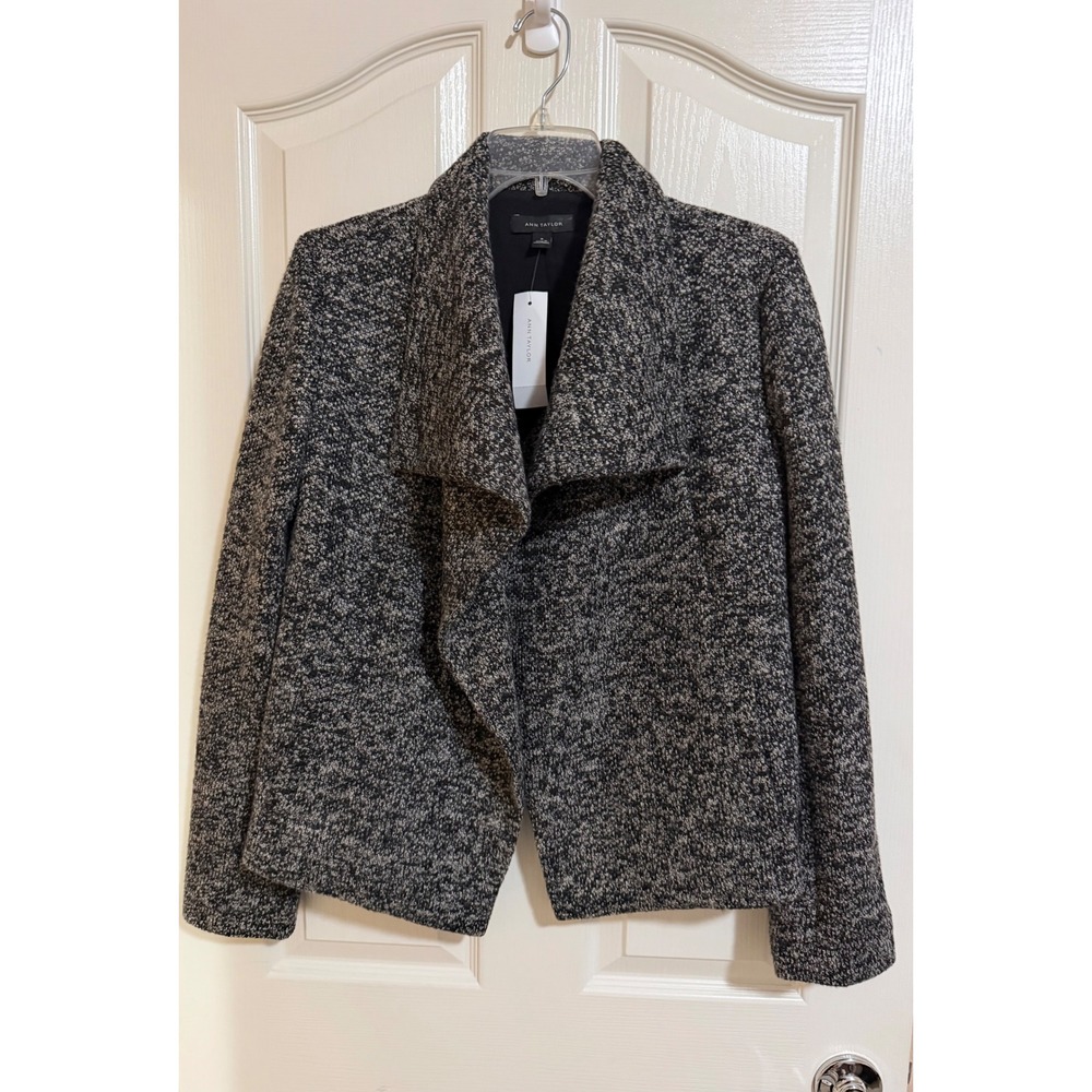 Ann Taylor Marble Open Sweater Jacket Womens M Career Preppy Minimalist New